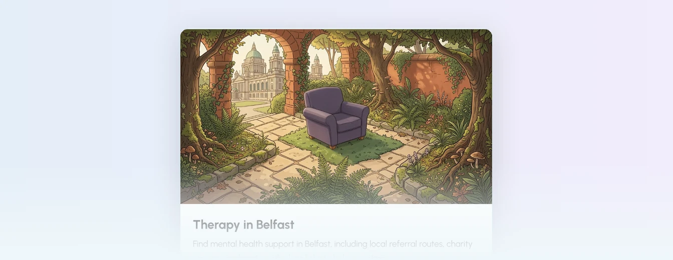 A Support where you live guide card, with the lavender chair in a garden and a short summary.
