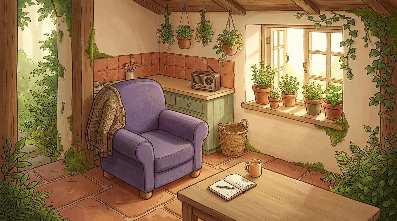 The same kitchen the next morning, the table cleared and the window open