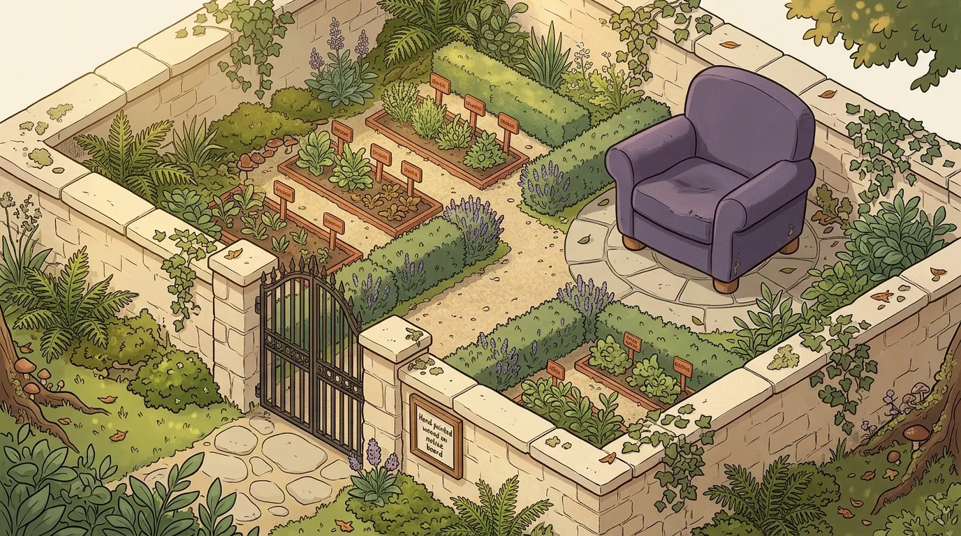 A guarded garden gate with transparent walls